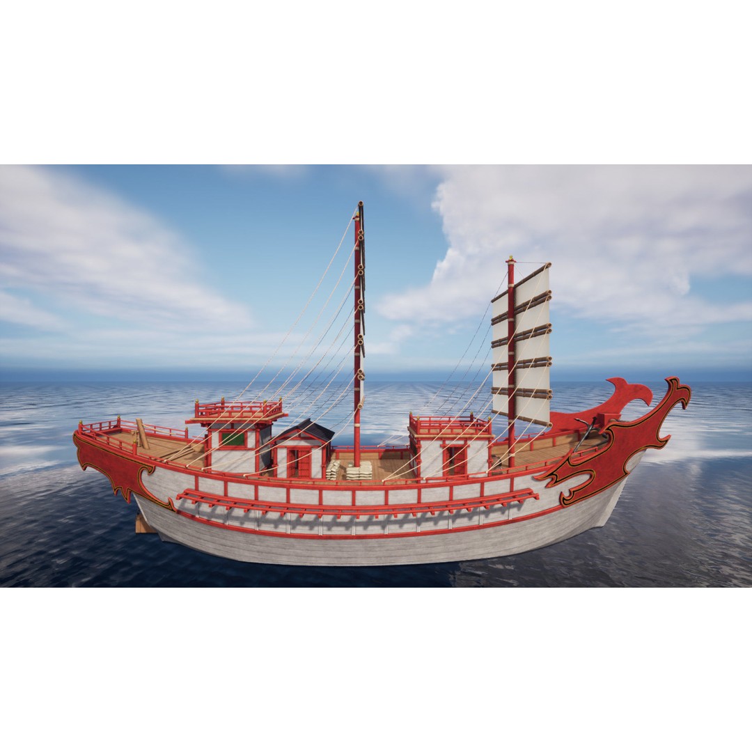 Kentoshi-sen 3D Model – Low Poly Historic Asian Ship, FBX & PBR - View 5