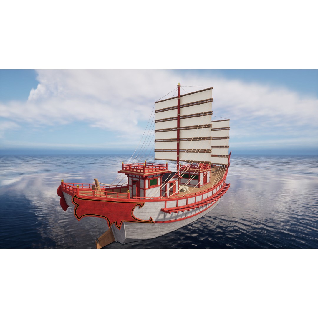 Kentoshi-sen 3D Model – Low Poly Historic Asian Ship, FBX & PBR - View 6