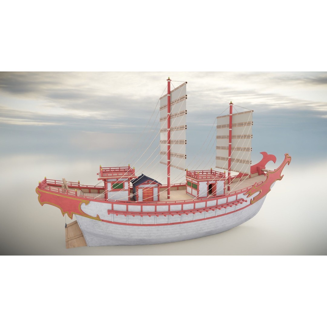 Kentoshi-sen 3D Model – Low Poly Historic Asian Ship, FBX & PBR - View 7