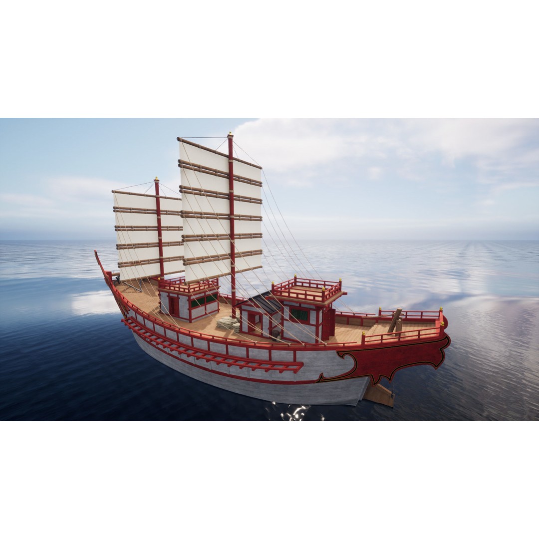 Kentoshi-sen 3D Model – Low Poly Historic Asian Ship, FBX & PBR - View 8