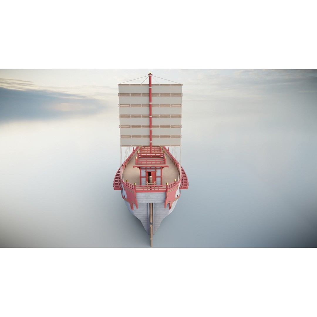 Kentoshi-sen 3D Model – Low Poly Historic Asian Ship, FBX & PBR - View 9