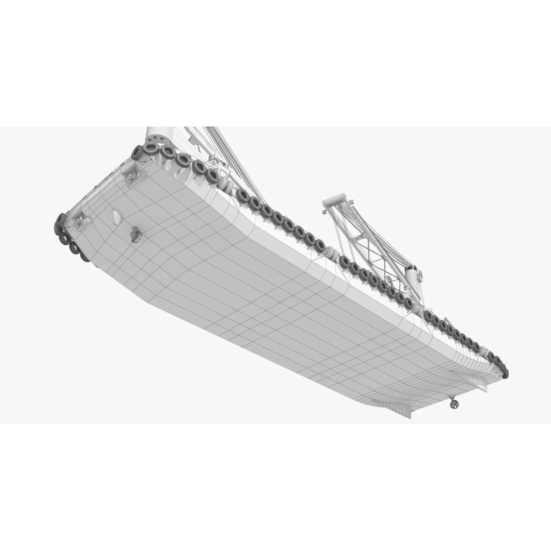Crane Barge 3D Model – Heavy Lift Offshore Vessel, FBX, OBJ - View 19