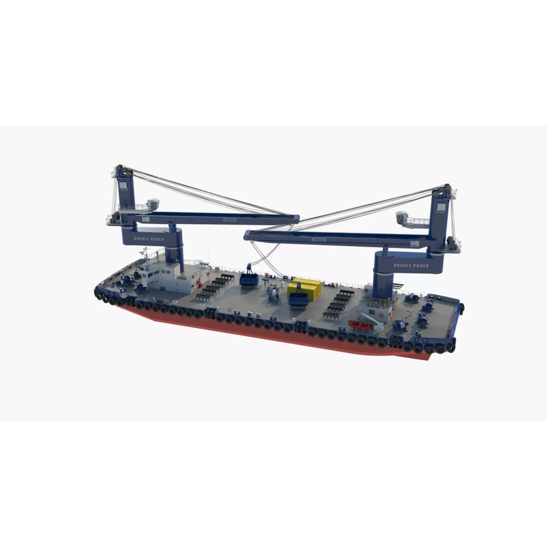 Crane Barge 3D Model – Heavy Lift Offshore Vessel, FBX, OBJ - View 28