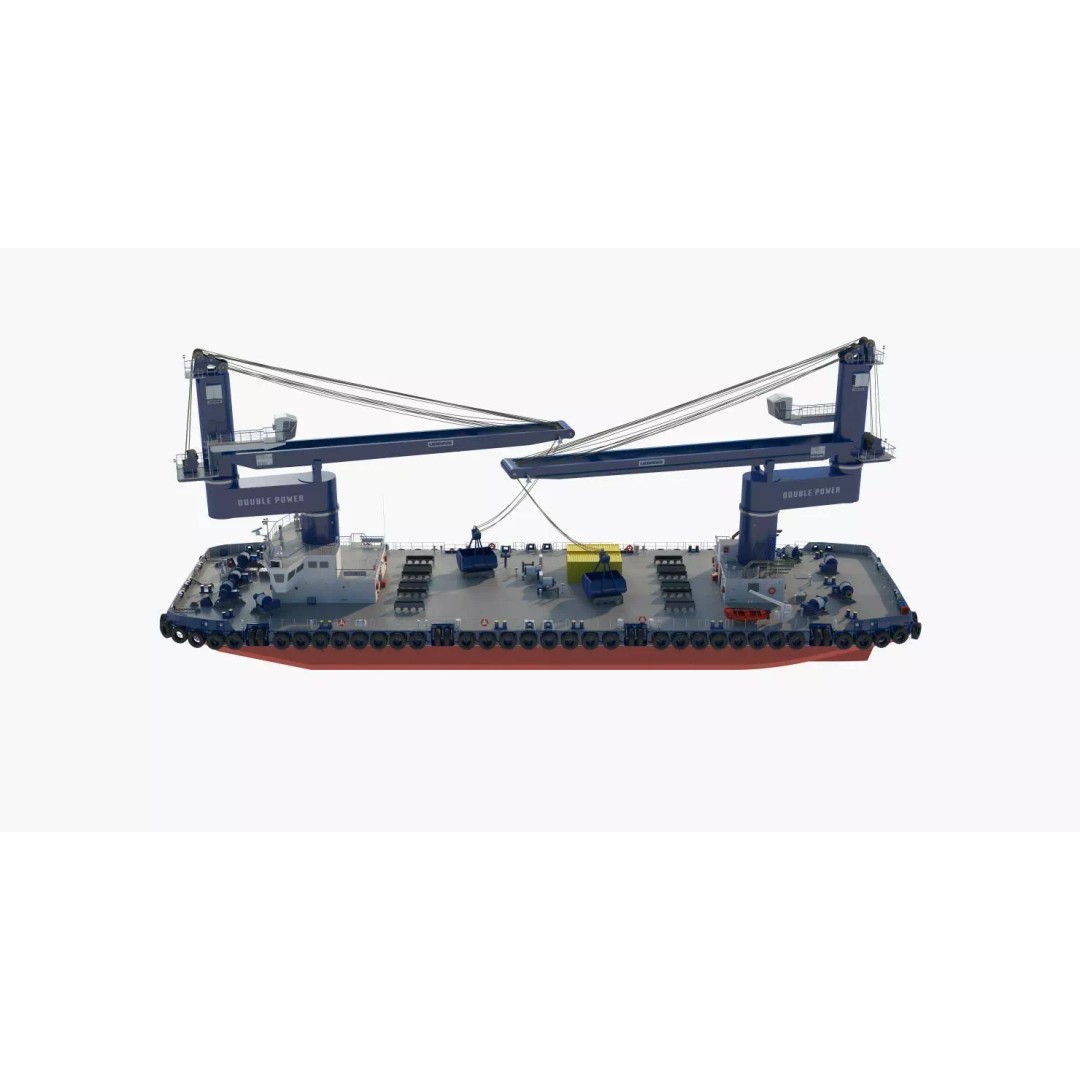 Crane Barge 3D Model – Heavy Lift Offshore Vessel, FBX, OBJ - View 29