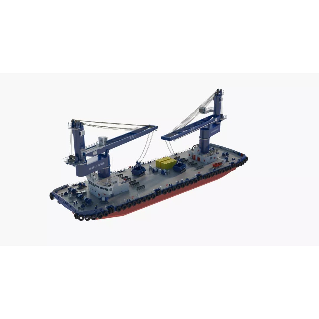 Crane Barge 3D Model – Heavy Lift Offshore Vessel, FBX, OBJ - View 31