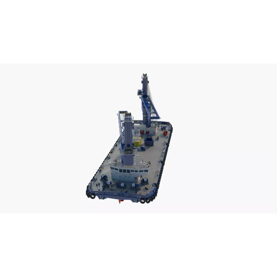 Crane Barge 3D Model – Heavy Lift Offshore Vessel, FBX, OBJ - View 33
