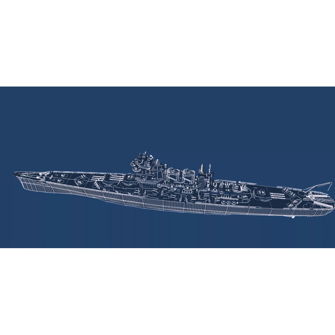 WW2 US Navy Large Heavy Cruiser 3D Model – Detailed Game-Ready Asset