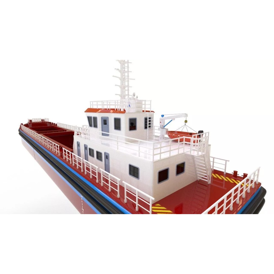 Bulk Cargo Vessel 3D Model – Low Poly Industrial Ship, PBR Textures - View 10
