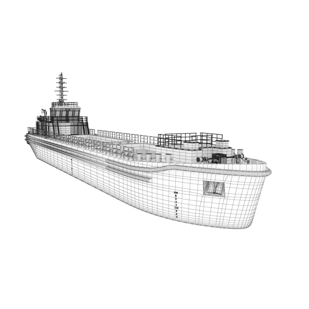 Bulk Cargo Vessel 3D Model – Low Poly Industrial Ship, PBR Textures - View 12