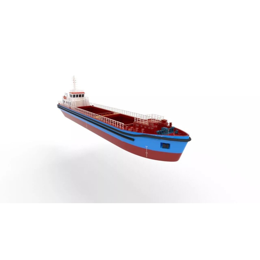 Bulk Cargo Vessel 3D Model – Low Poly Industrial Ship, PBR Textures - View 2