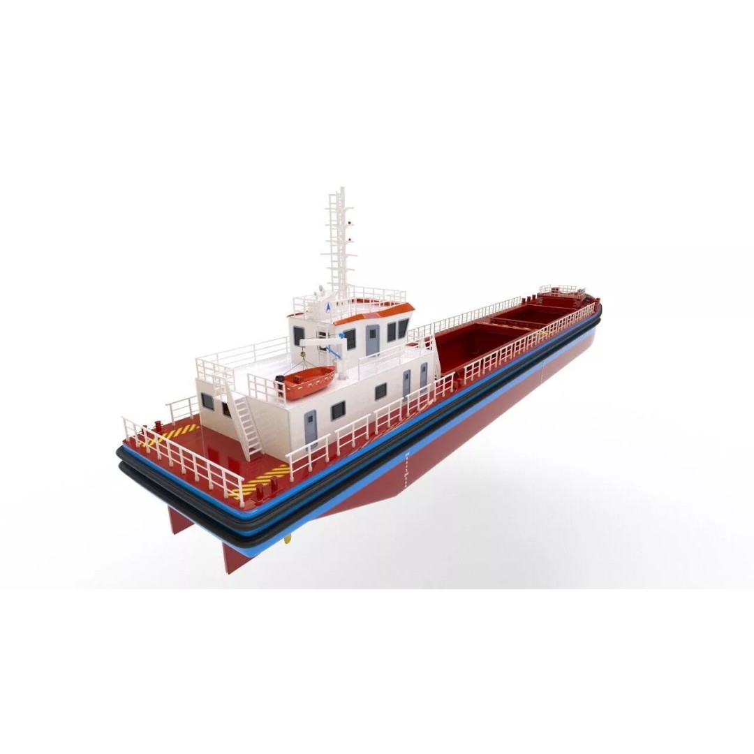Bulk Cargo Vessel 3D Model – Low Poly Industrial Ship, PBR Textures - View 3