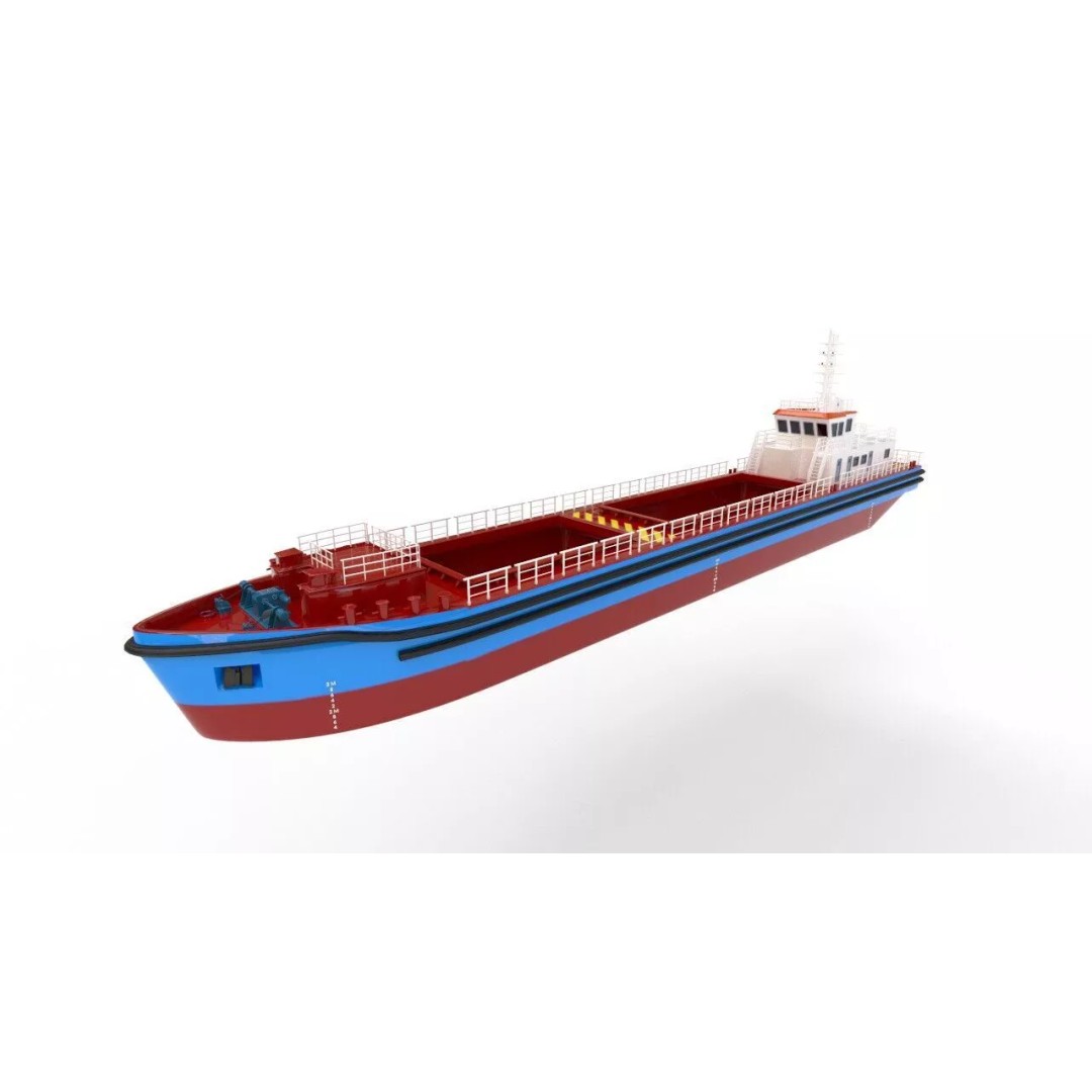 Bulk Cargo Vessel 3D Model – Low Poly Industrial Ship, PBR Textures - View 4