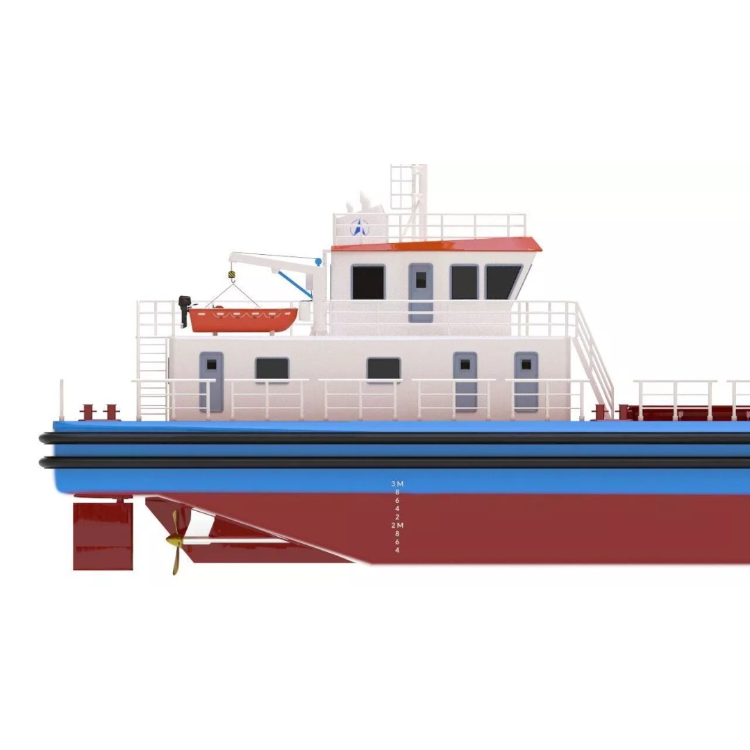 Bulk Cargo Vessel 3D Model – Low Poly Industrial Ship, PBR Textures - View 6