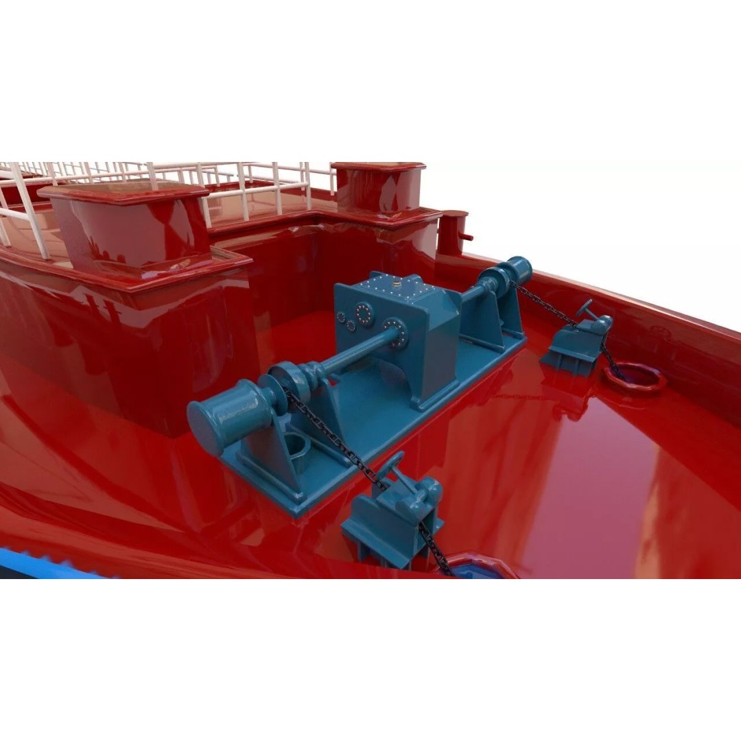 Bulk Cargo Vessel 3D Model – Low Poly Industrial Ship, PBR Textures - View 8