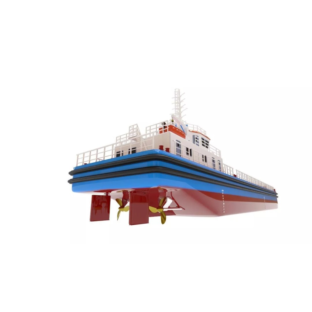 Bulk Cargo Vessel 3D Model – Low Poly Industrial Ship, PBR Textures - View 9