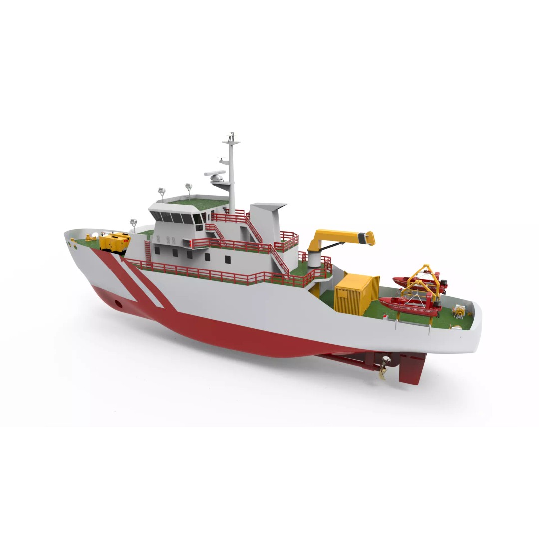 Rescue Tugboat 3D Model – Detailed Industrial Vessel, FBX & OBJ - View 2