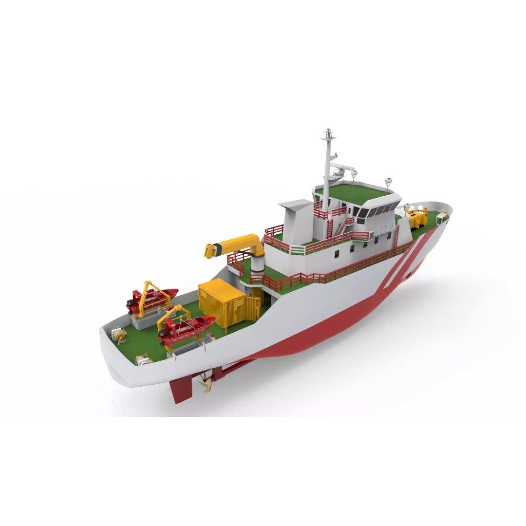 Rescue Tugboat 3D Model – Detailed Industrial Vessel, FBX & OBJ - View 3