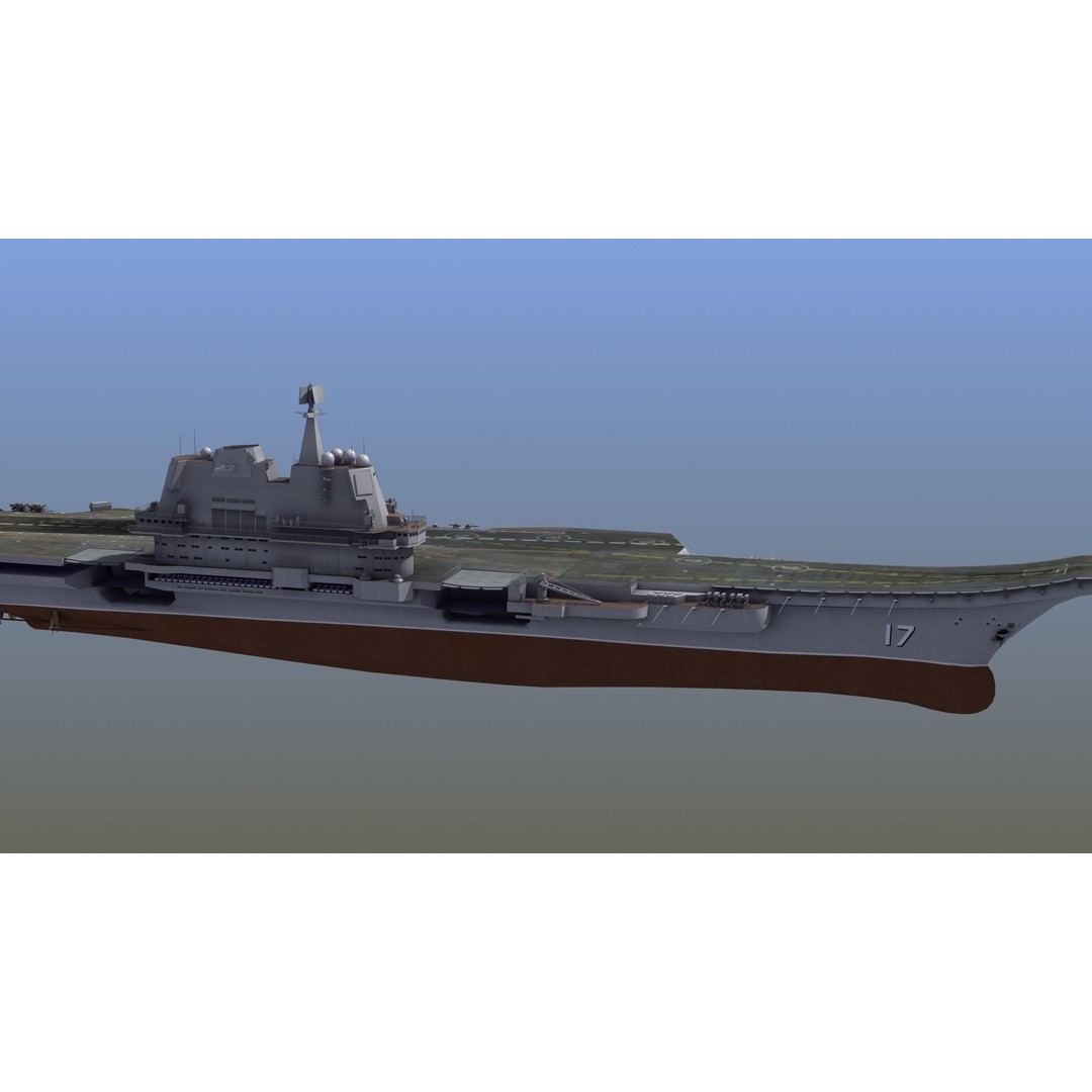 CV17 Shandong Carrier 3D Model – Military Naval Ship, FBX, OBJ - View 10