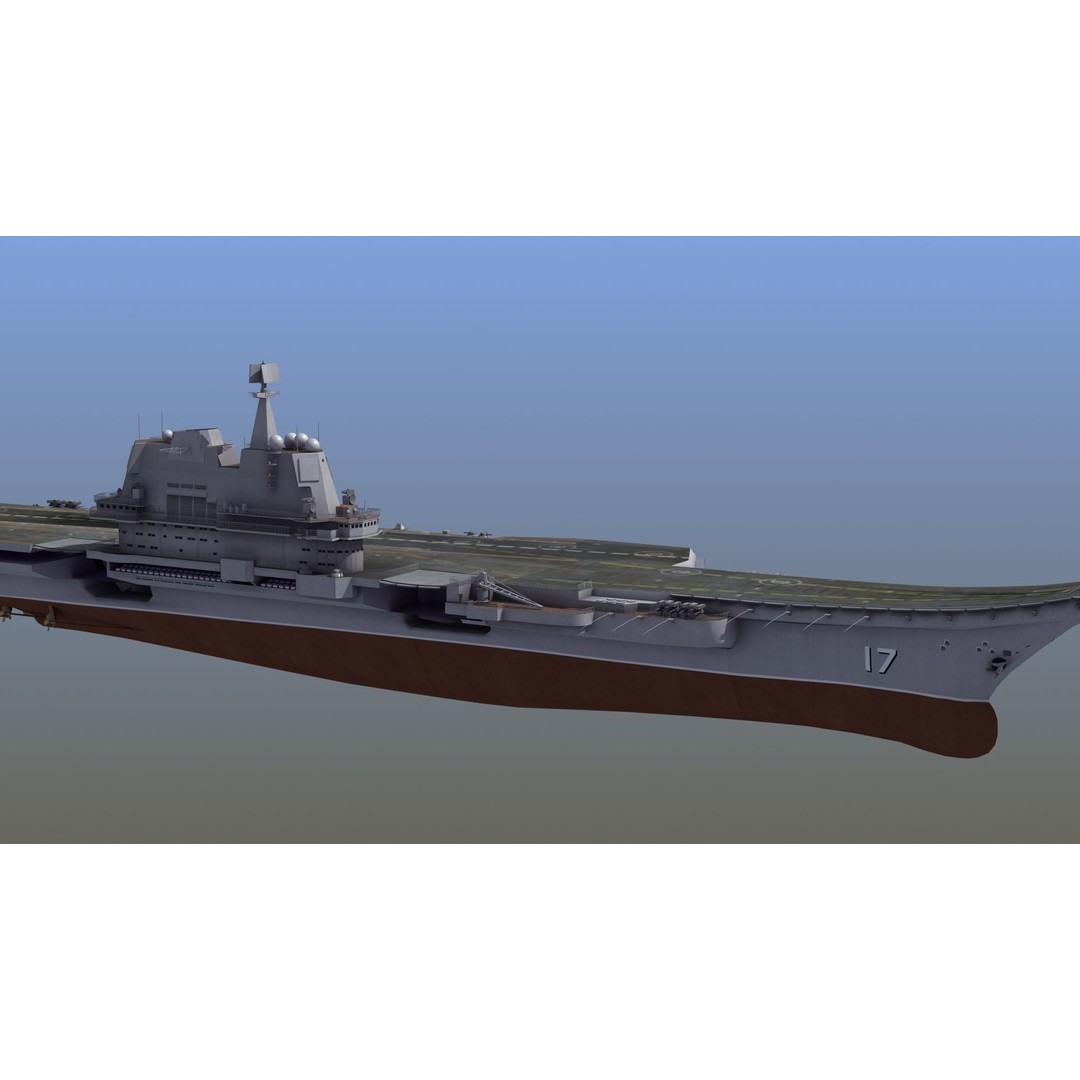 CV17 Shandong Carrier 3D Model – Military Naval Ship, FBX, OBJ - View 17