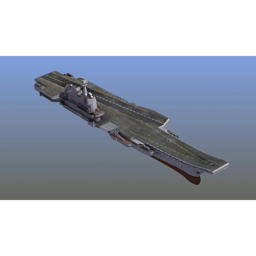 CV17 Shandong Carrier 3D Model – Military Naval Ship, FBX, OBJ - View 2