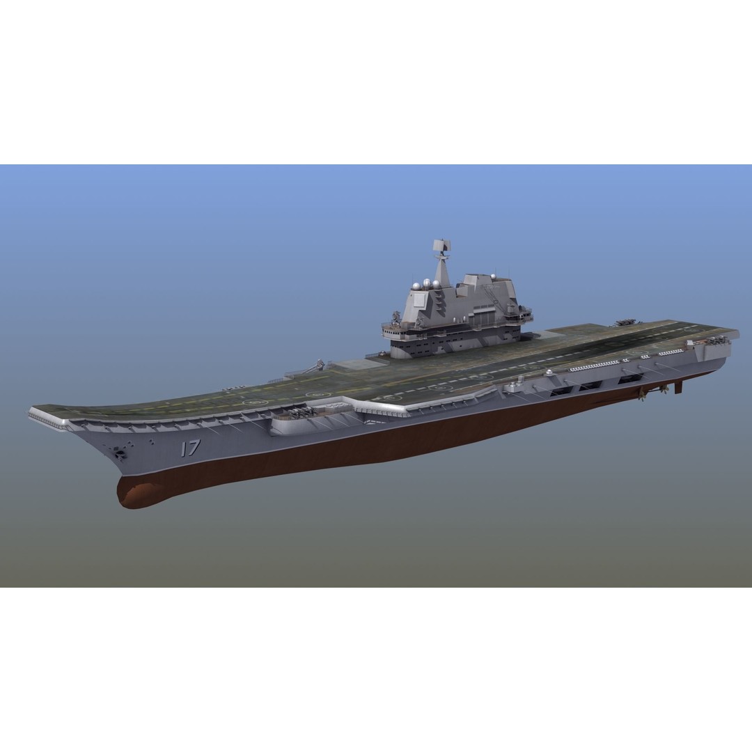 CV17 Shandong Carrier 3D Model – Military Naval Ship, FBX, OBJ - View 3