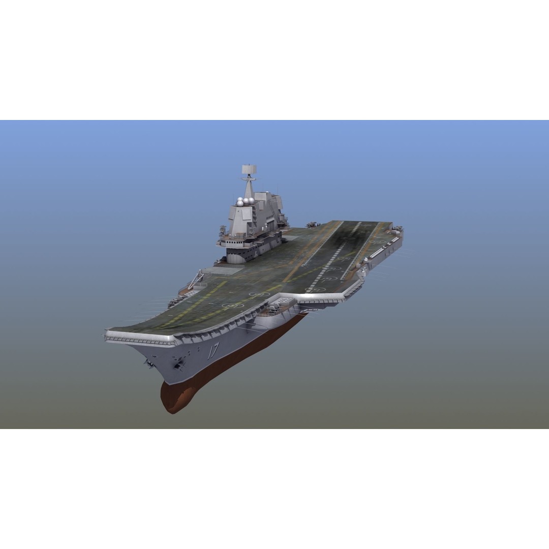 CV17 Shandong Carrier 3D Model – Military Naval Ship, FBX, OBJ - View 4