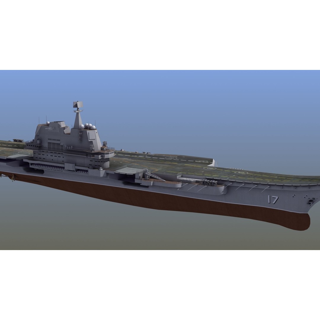 CV17 Shandong Carrier 3D Model – Military Naval Ship, FBX, OBJ - View 9