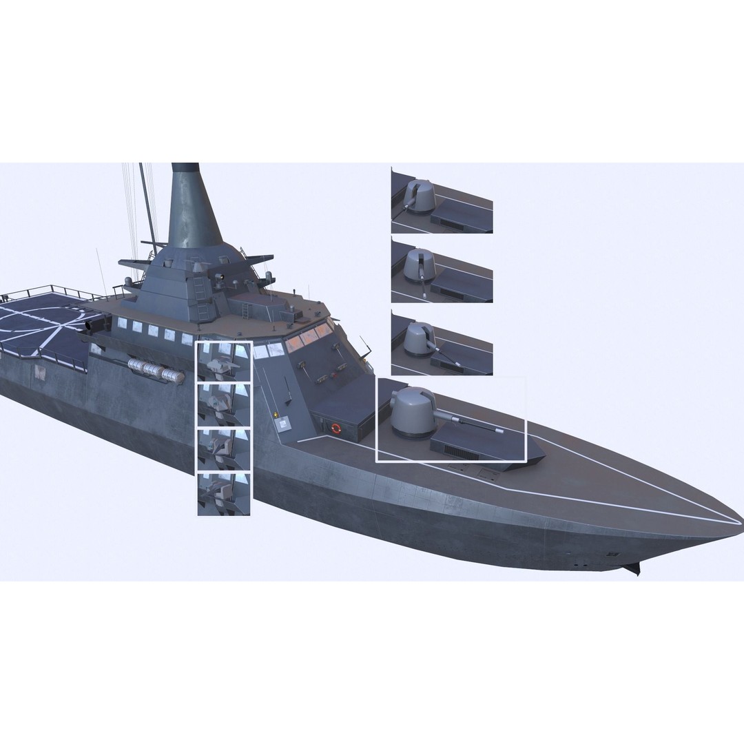 Littoral Mission Vessel 3D Model – Low Poly Military Watercraft, FBX - View 11
