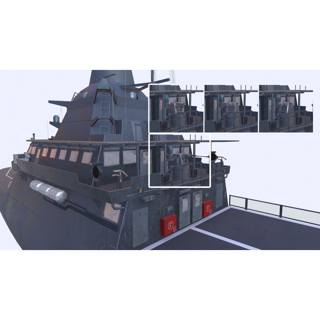 Littoral Mission Vessel 3D Model – Low Poly Military Watercraft, FBX - View 12
