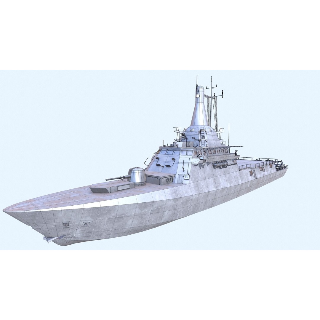 Littoral Mission Vessel 3D Model – Low Poly Military Watercraft, FBX - View 13