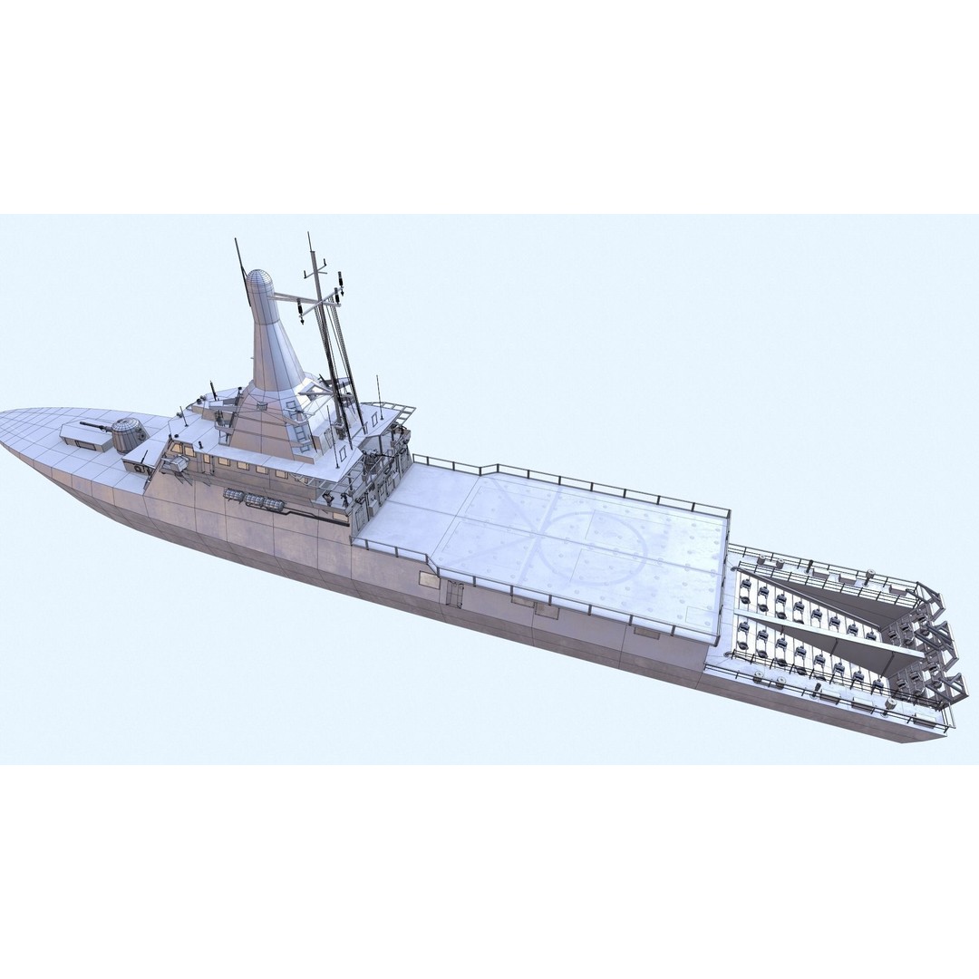 Littoral Mission Vessel 3D Model – Low Poly Military Watercraft, FBX - View 14