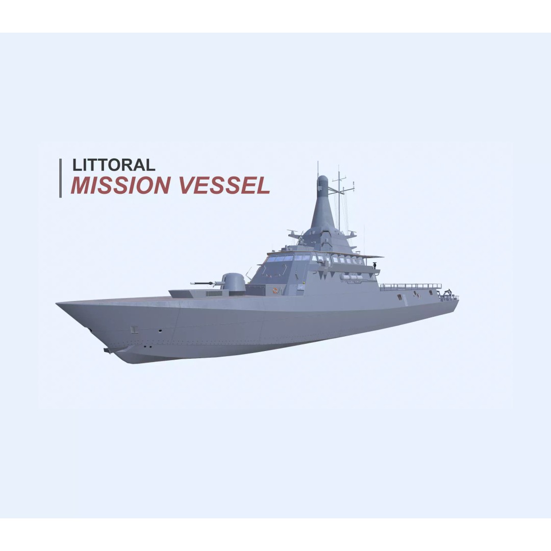 Littoral Mission Vessel 3D Model – Low Poly Military Watercraft, FBX - View 2