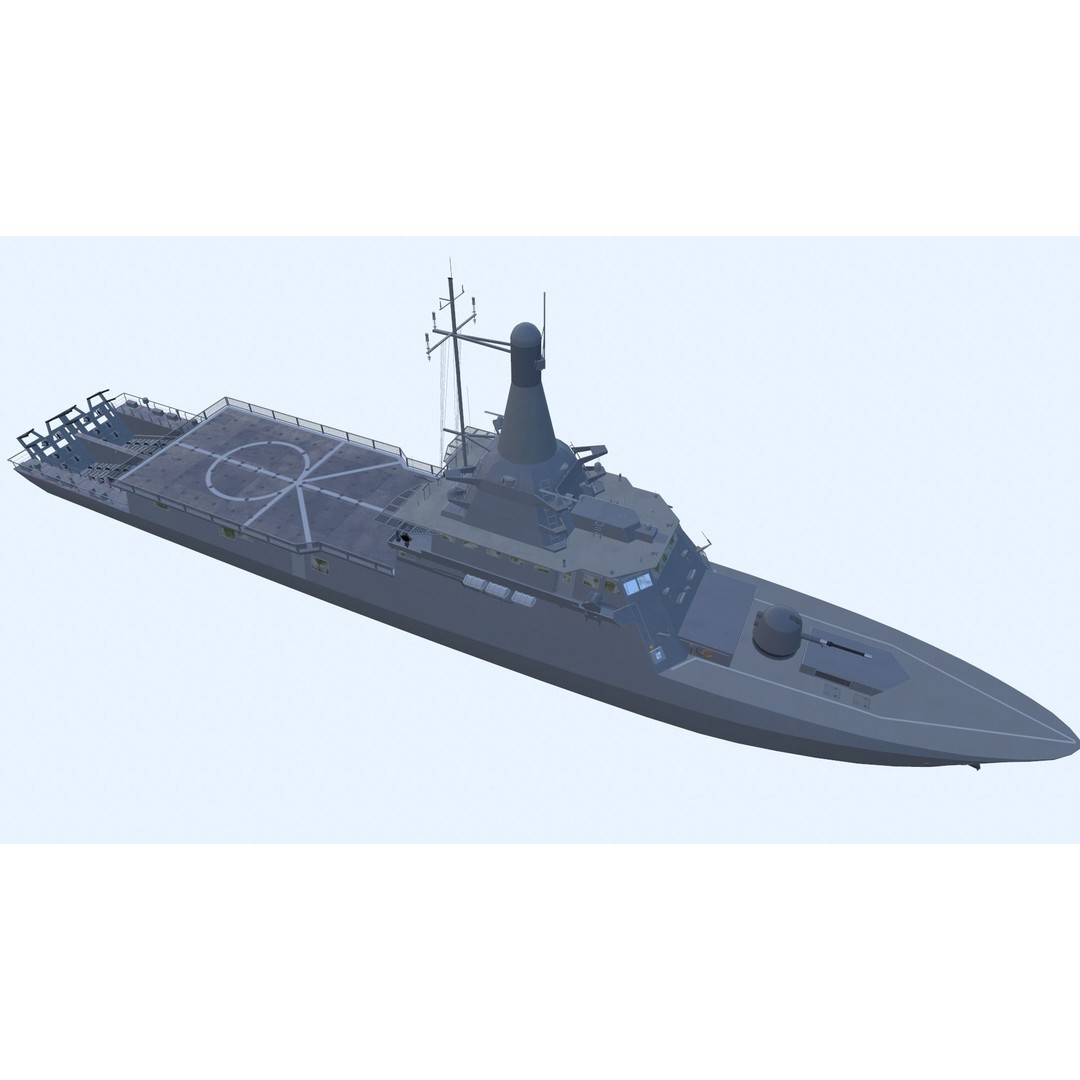 Littoral Mission Vessel 3D Model – Low Poly Military Watercraft, FBX - View 5