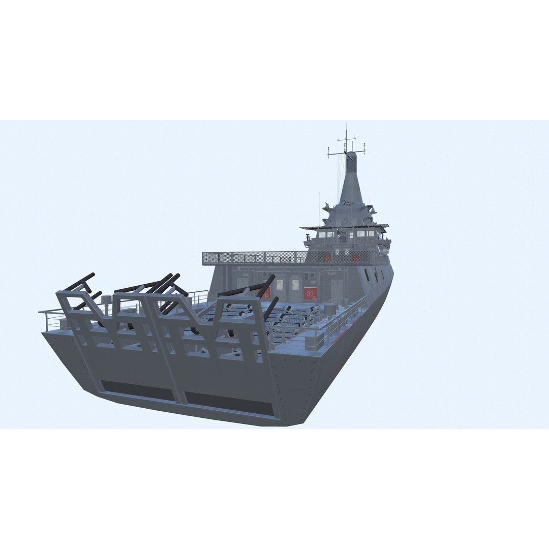 Littoral Mission Vessel 3D Model – Low Poly Military Watercraft, FBX - View 8