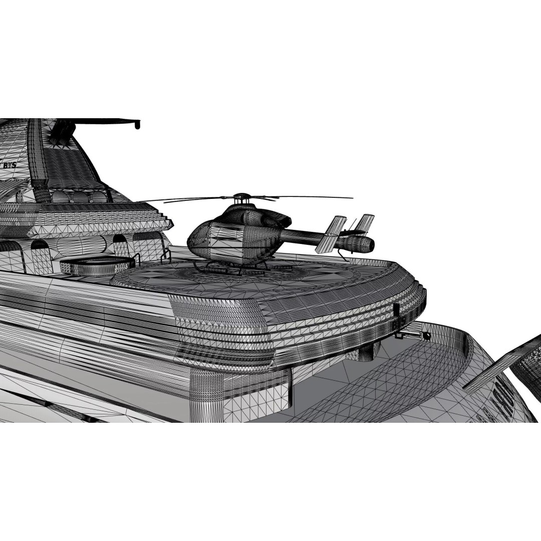 100 Meter Mega Yacht 3D Model – Luxury Vessel for VR/AR, FBX