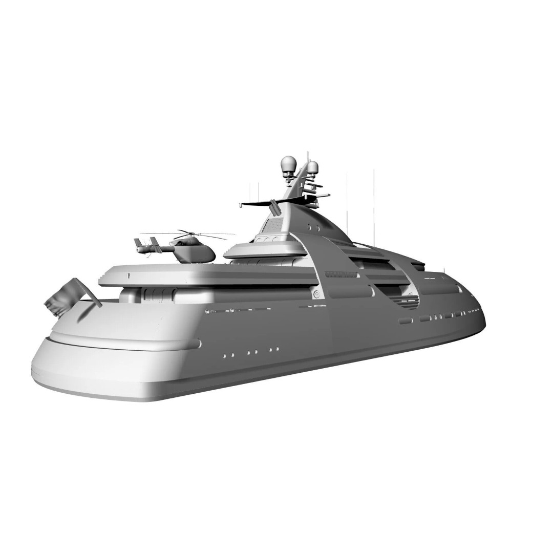 100 Meter Mega Yacht 3D Model – Luxury Vessel for VR/AR, FBX - View 10