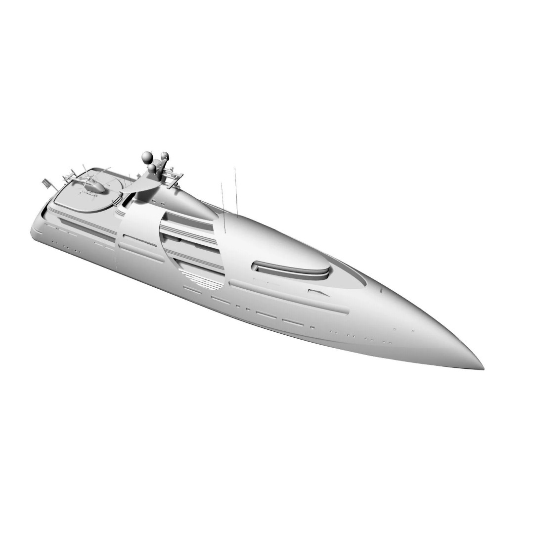 100 Meter Mega Yacht 3D Model – Luxury Vessel for VR/AR, FBX - View 11