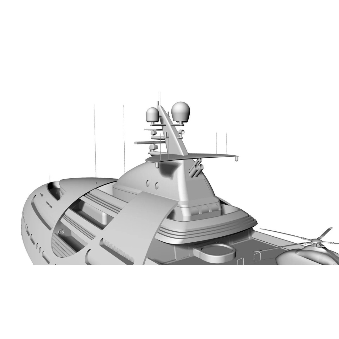 100 Meter Mega Yacht 3D Model – Luxury Vessel for VR/AR, FBX - View 13