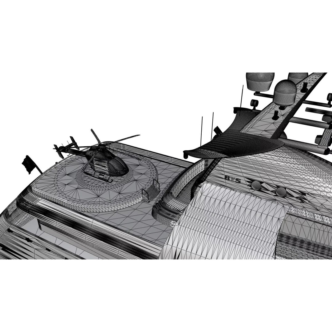 100 Meter Mega Yacht 3D Model – Luxury Vessel for VR/AR, FBX - View 17