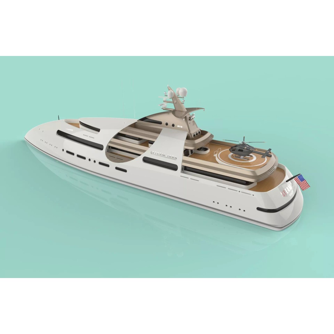 100 Meter Mega Yacht 3D Model – Luxury Vessel for VR/AR, FBX - View 2