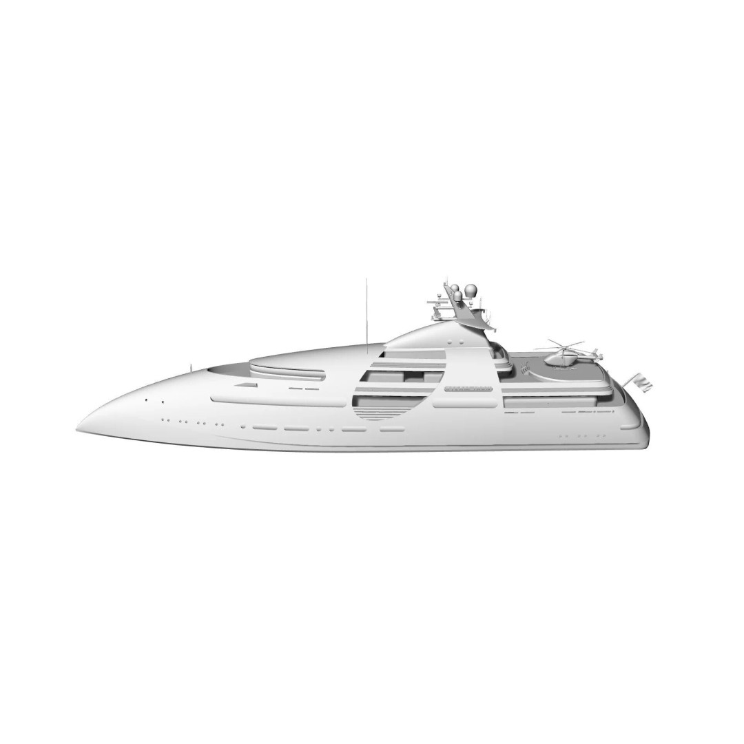 100 Meter Mega Yacht 3D Model – Luxury Vessel for VR/AR, FBX - View 5