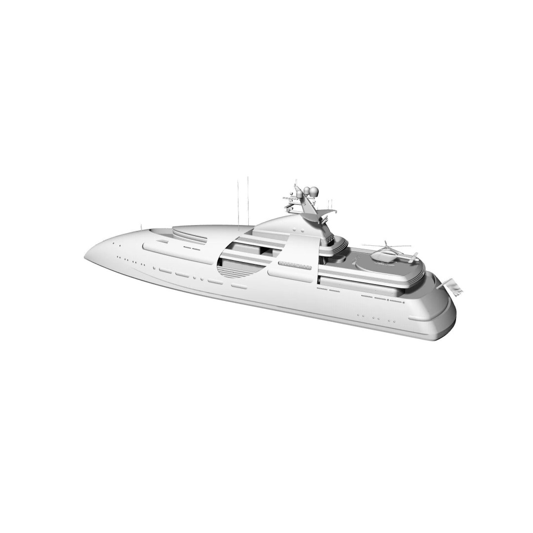 100 Meter Mega Yacht 3D Model – Luxury Vessel for VR/AR, FBX - View 8