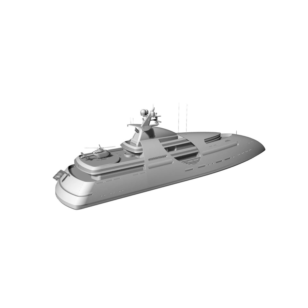 100 Meter Mega Yacht 3D Model – Luxury Vessel for VR/AR, FBX - View 9