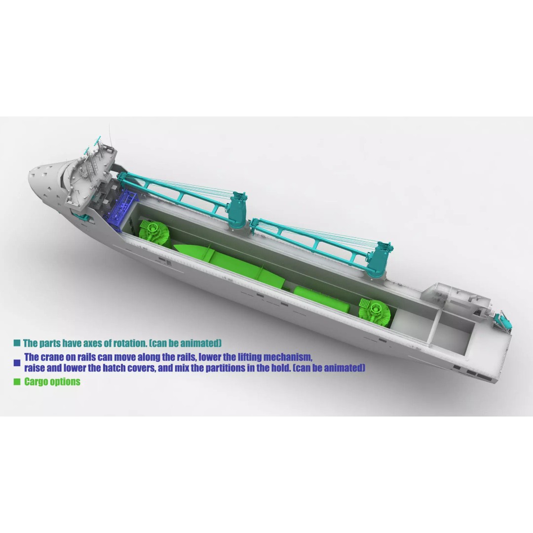 Multipurpose Heavy Lift Freight Ship 3D Model – Highly Detailed, FBX