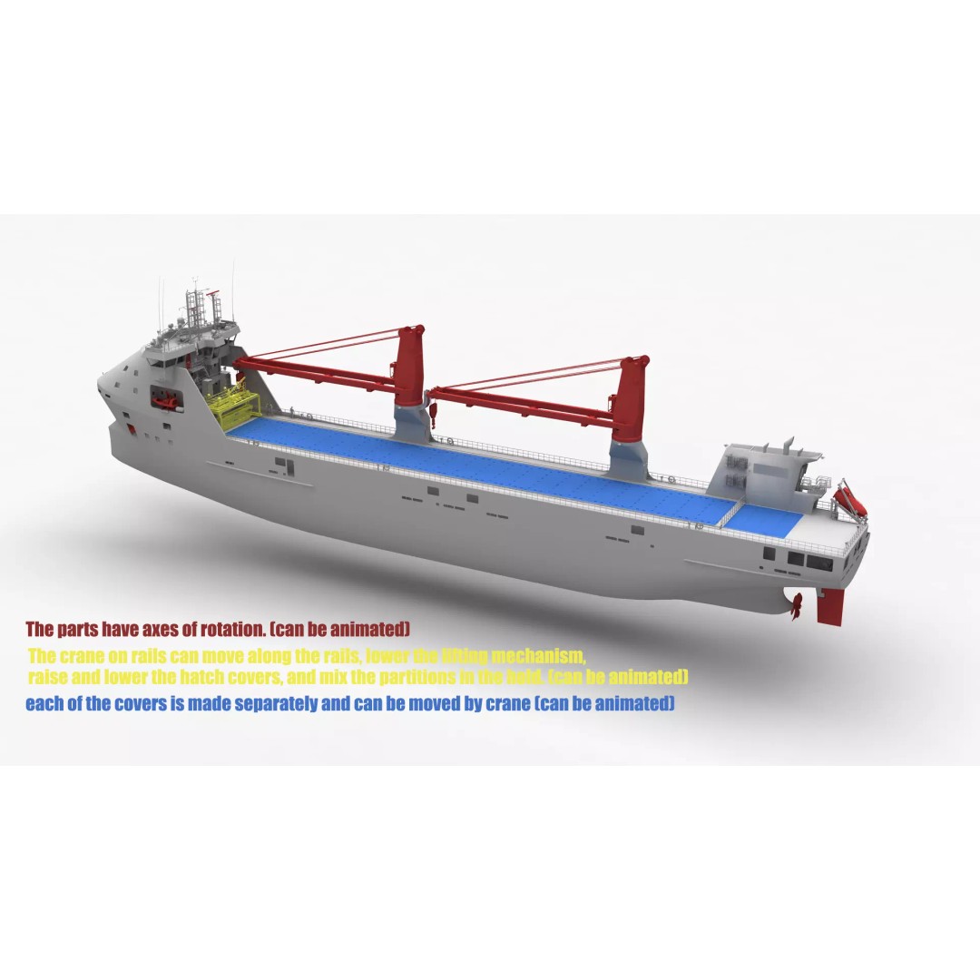 Multipurpose Heavy Lift Freight Ship 3D Model – Highly Detailed, FBX - View 30