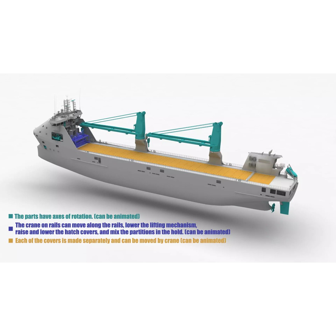 Multipurpose Heavy Lift Freight Ship 3D Model – Highly Detailed, FBX - View 31