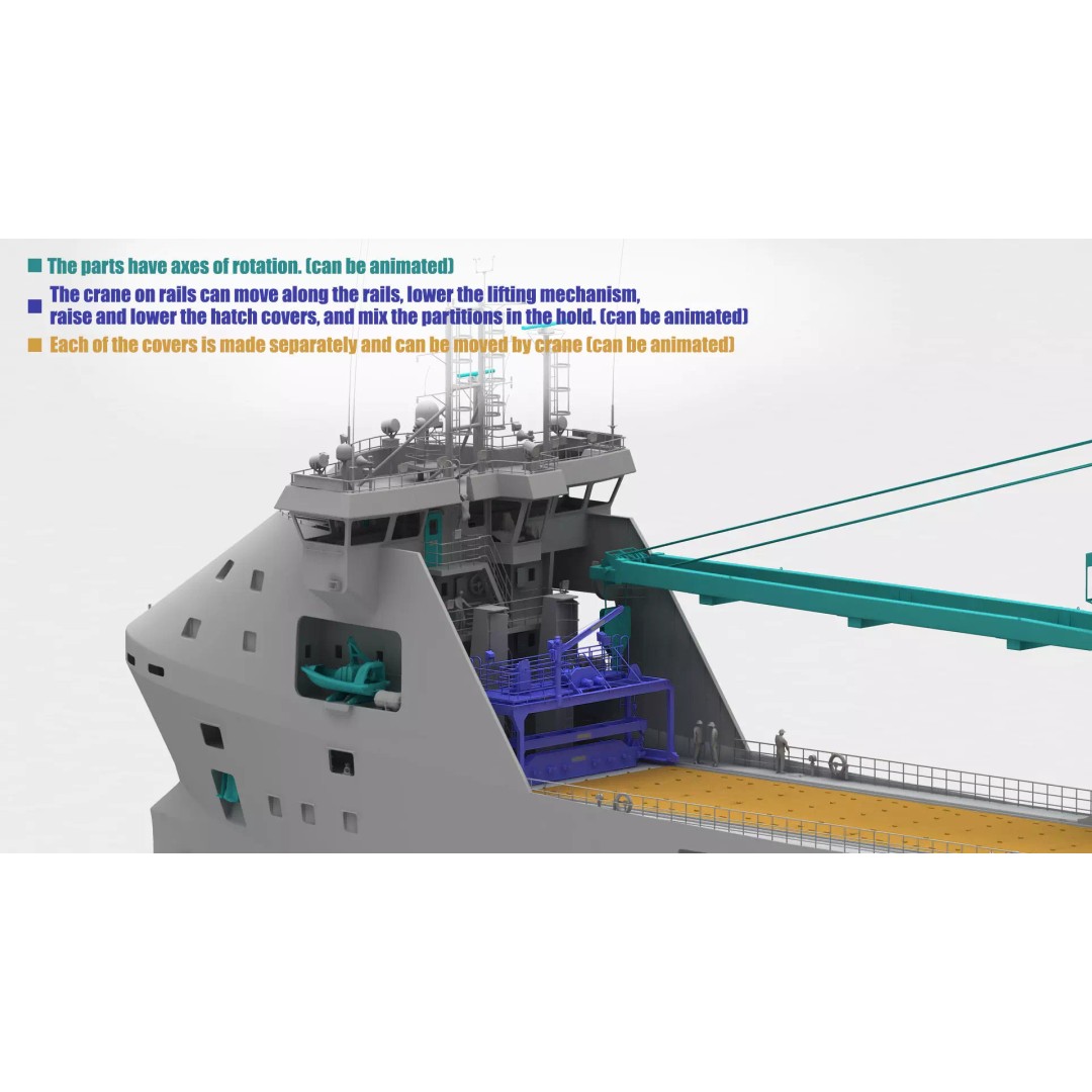 Multipurpose Heavy Lift Freight Ship 3D Model – Highly Detailed, FBX - View 32