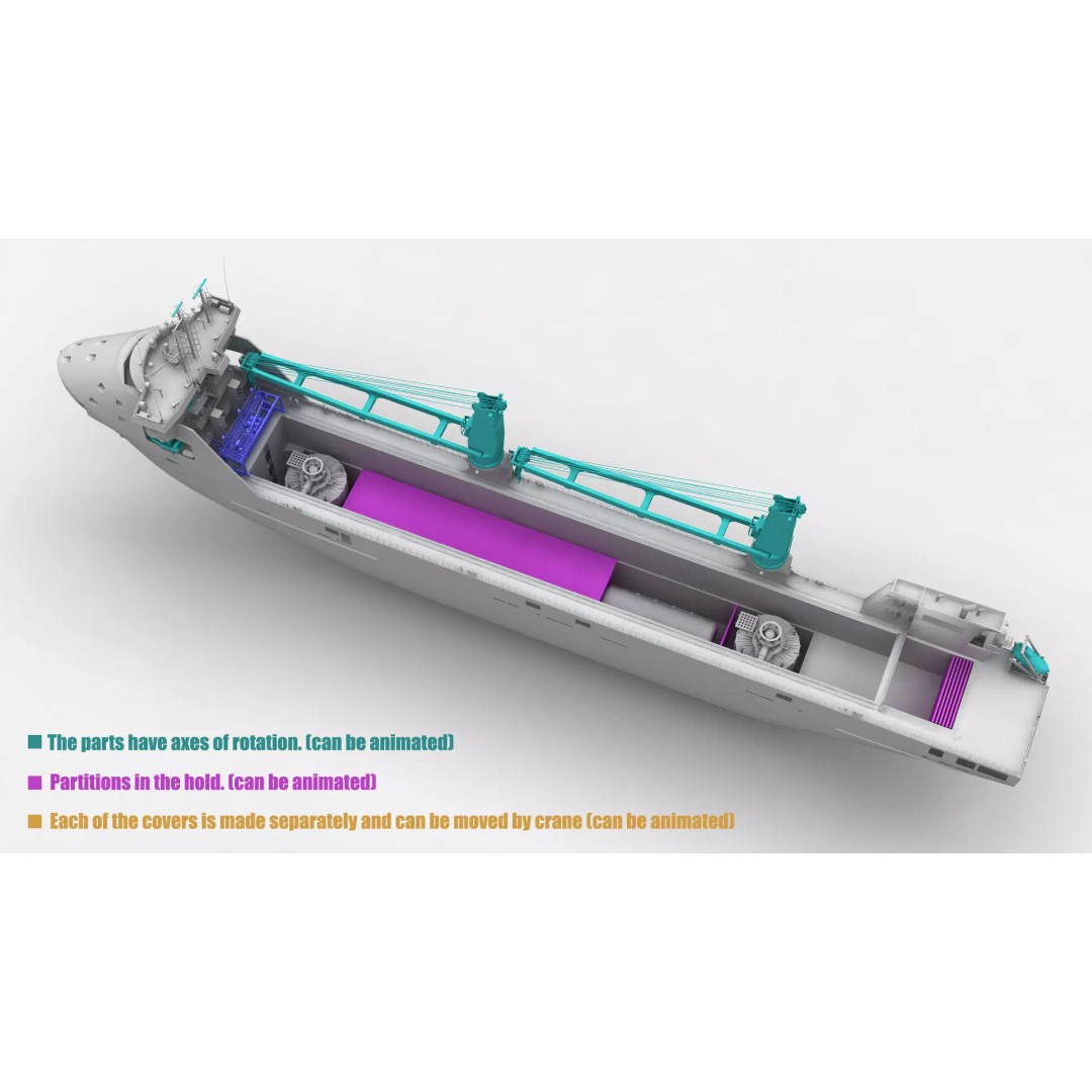 Multipurpose Heavy Lift Freight Ship 3D Model – Highly Detailed, FBX - View 33