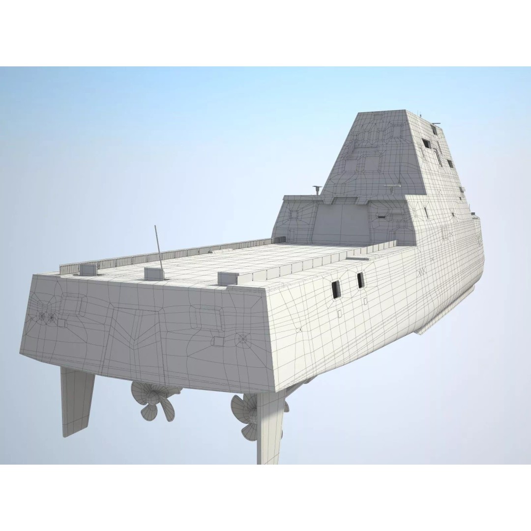 USS Zumwalt DDG-1000 3D Model – High Poly Military Watercraft, FBX