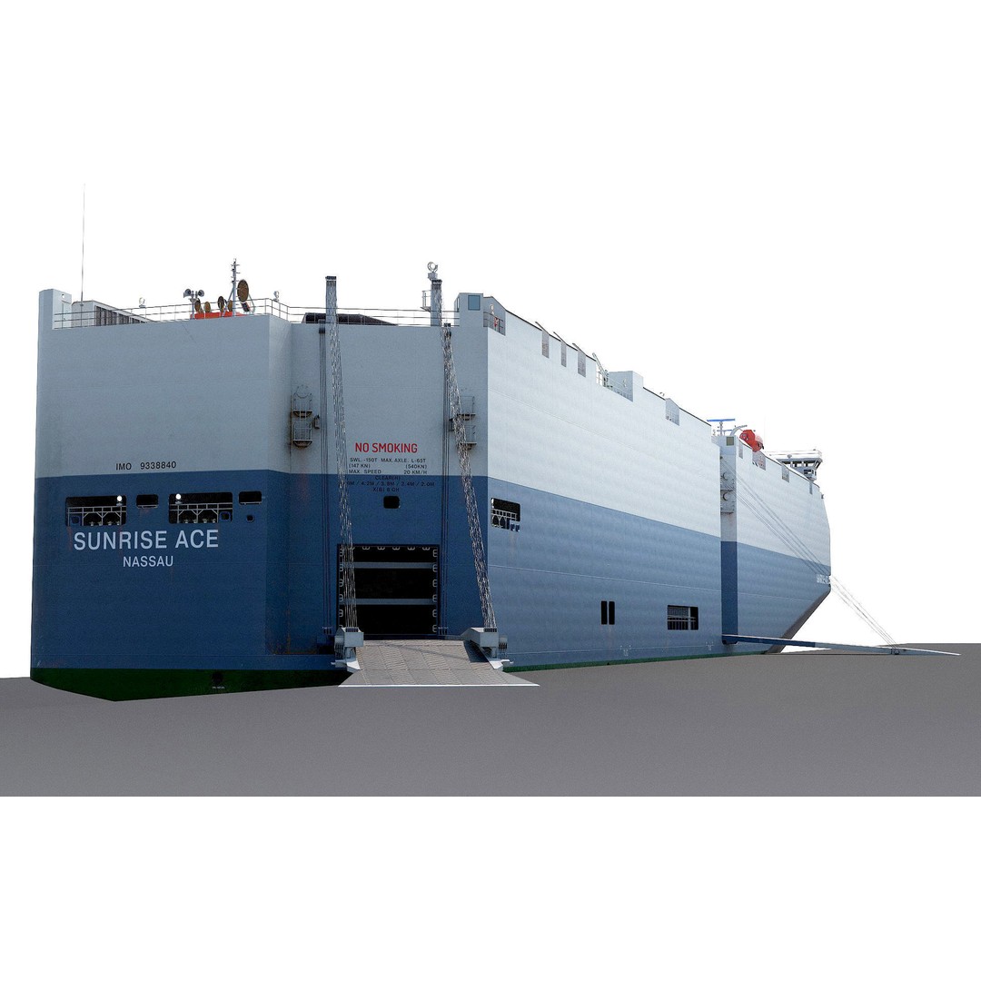 RoRo Vessel 3D Model – High Detail Industrial Watercraft, FBX, OBJ - View 4